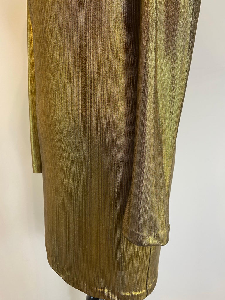 Amanda Uprichard Gold Dress with Padded Shoulders For Sale at 1stDibs