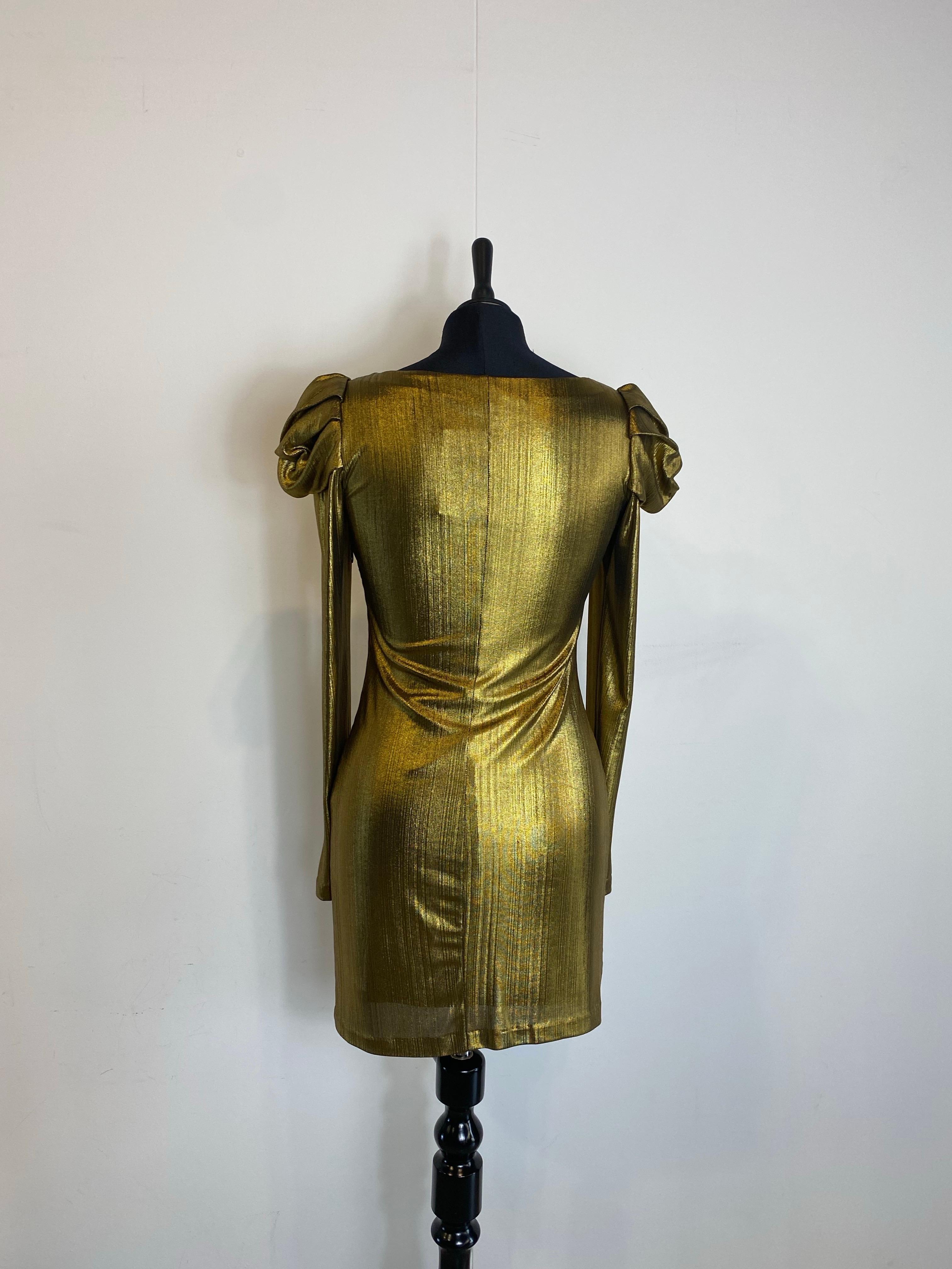 Amanda Uprichard Gold Dress with Padded Shoulders en vente 1