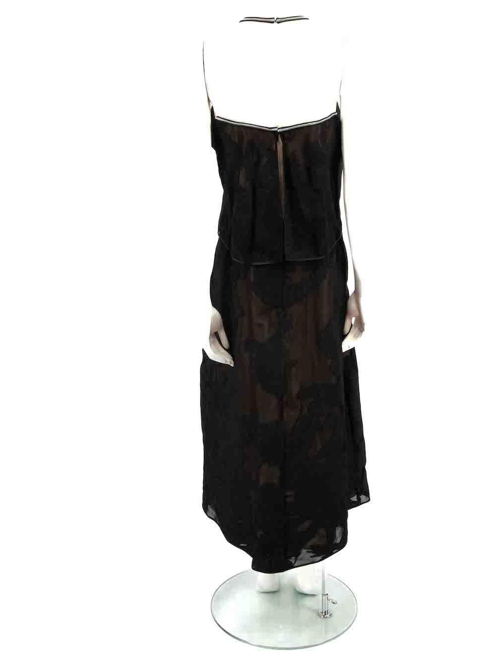 Amanda Wakeley Black Floral Round Neck Dress Size L In New Condition For Sale In London, GB