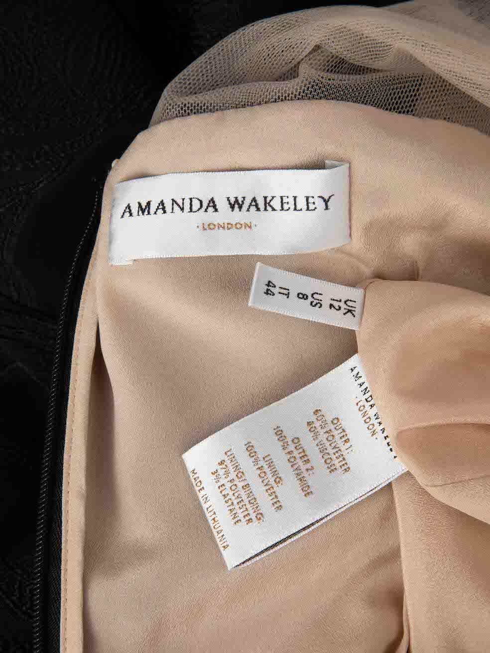 Women's Amanda Wakeley Black Floral Round Neck Dress Size L For Sale