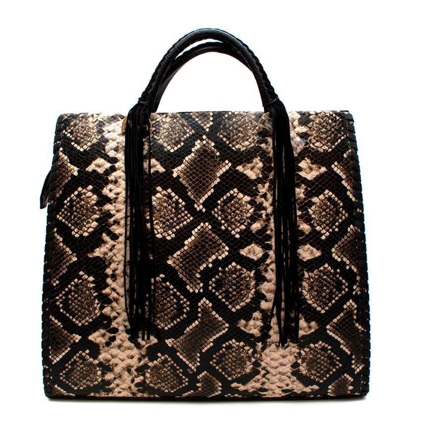 Amanda Wakeley Black Python Embossed Leather Shopper Bag In New Condition In London, GB