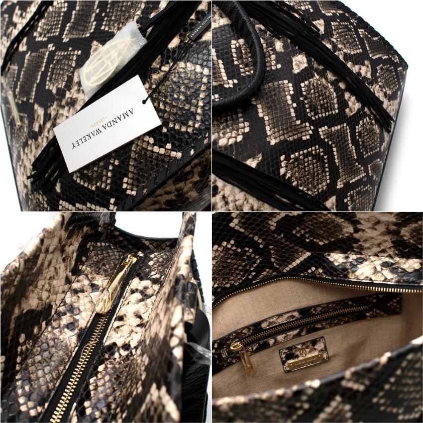 Amanda Wakeley Black Python Embossed Leather Shopper Bag 1