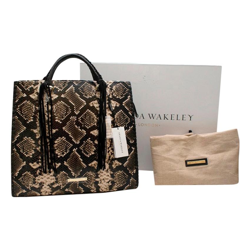 Amanda Wakeley Black Python Embossed Leather Shopper Bag