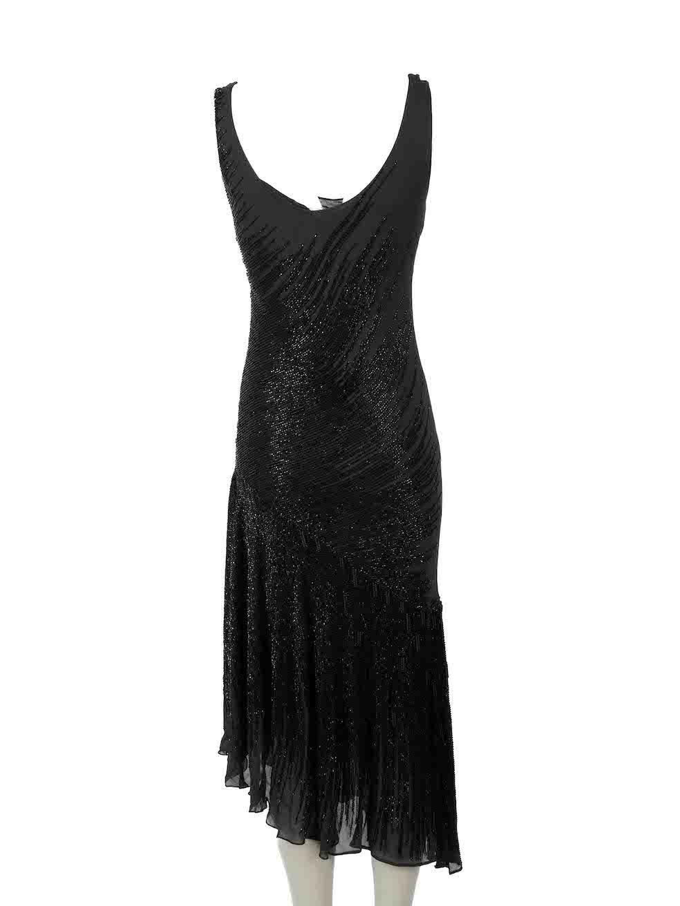 Amanda Wakeley Black Silk Embellished Dress Size M In Excellent Condition For Sale In London, GB