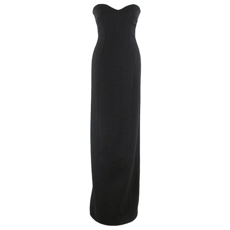 Amanda Wakeley Black Strapless Jacquard Structured Gown 