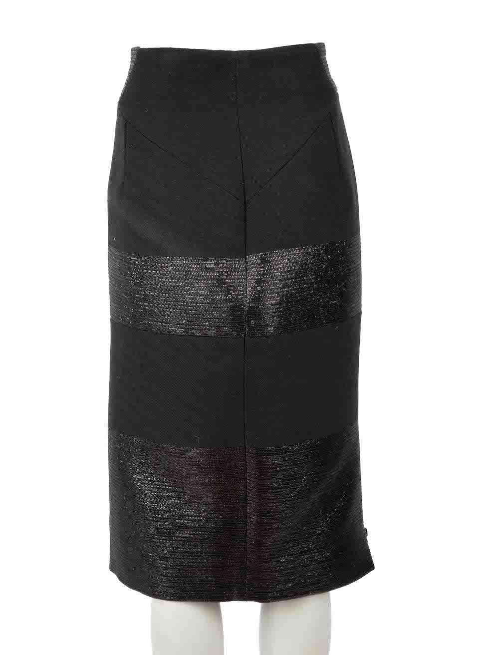 Amanda Wakeley Black Textured Pencil Skirt Size XL In Good Condition For Sale In London, GB