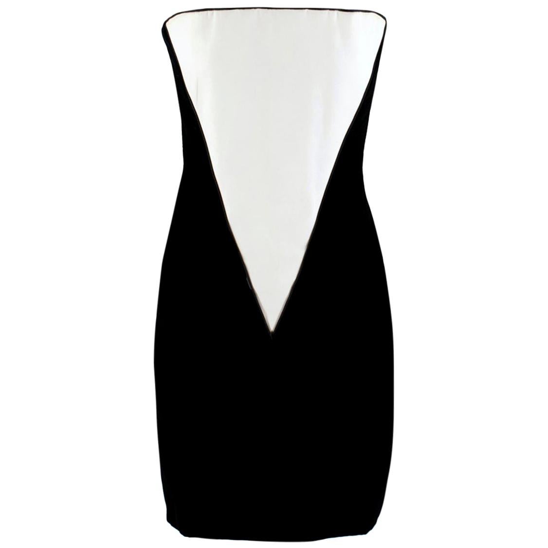 Amanda Wakeley Black Velvet Dress with White Silk Insert - Size US 4 For Sale