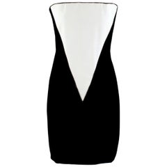 Amanda Wakeley Black Velvet Dress with White Silk Insert - Size US 4