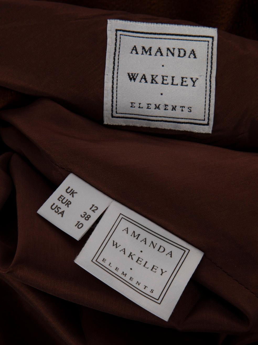 Amanda Wakeley Brown Cowl Neck Midi Dress Size L 6