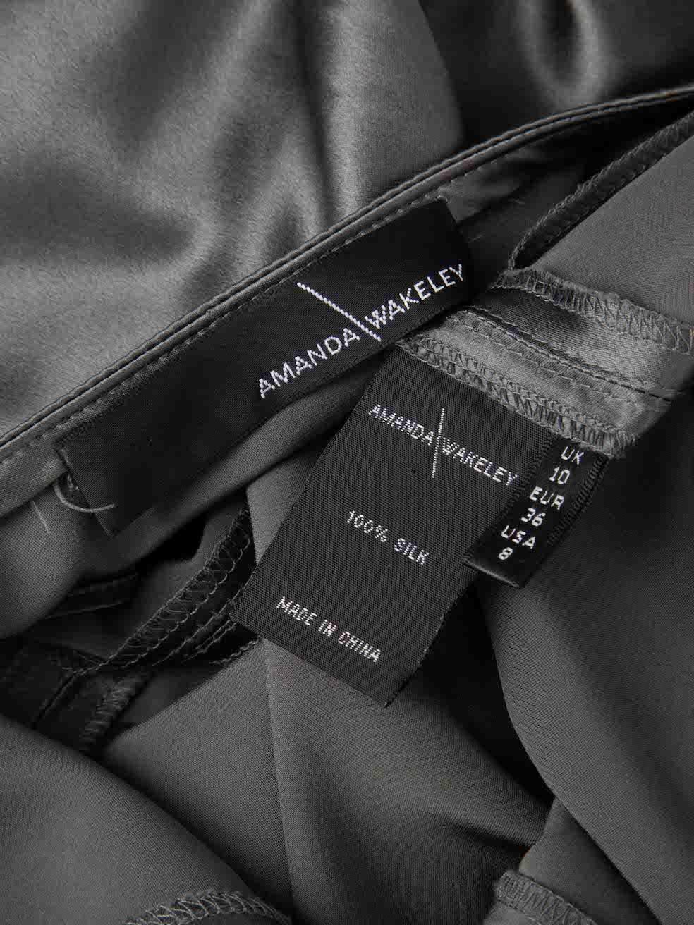 Amanda Wakeley Grey Silk V-Neck Midi Dress Size M For Sale 2