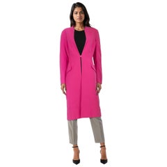 Amanda Wakeley, blazer lungo in lana rosa, taglia L.