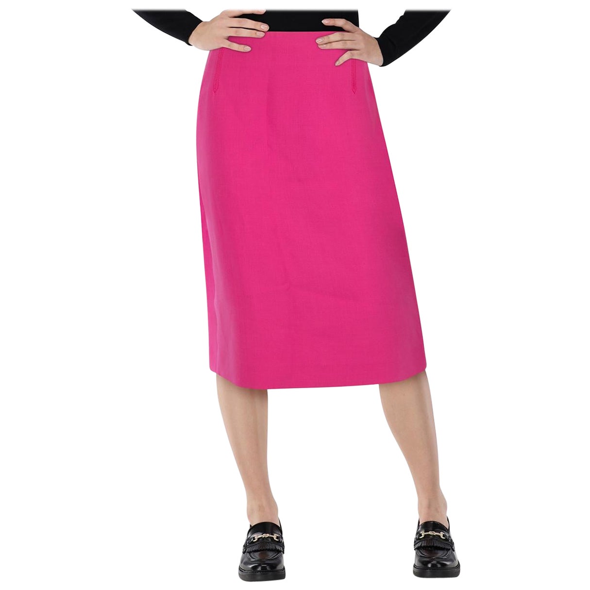 Amanda Wakeley Jupe fourreau midi en laine rose Taille L en vente
