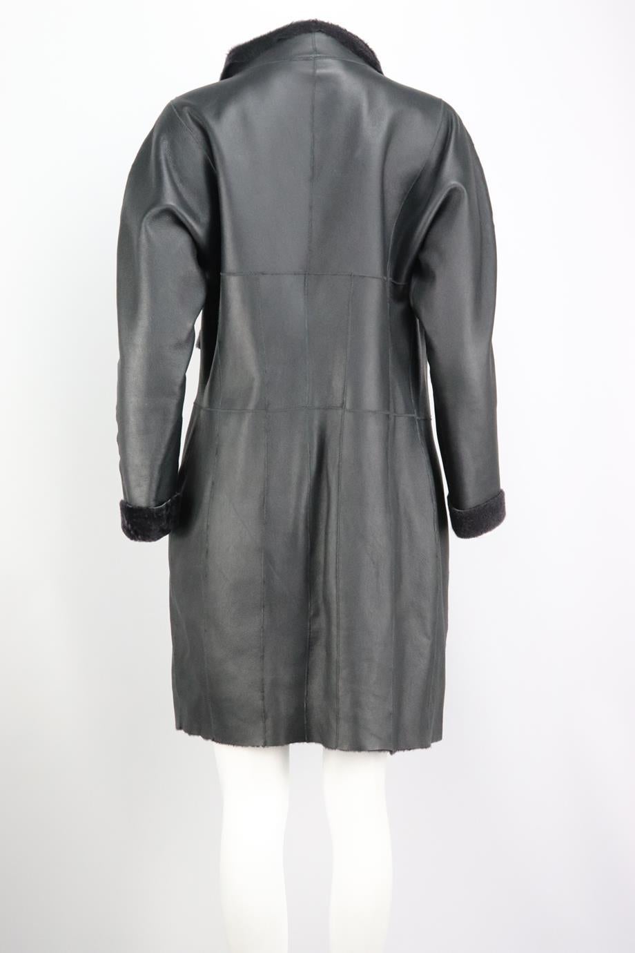 Grigio Amanda Wakeley Cappotto in pelle foderato di shearling grande
