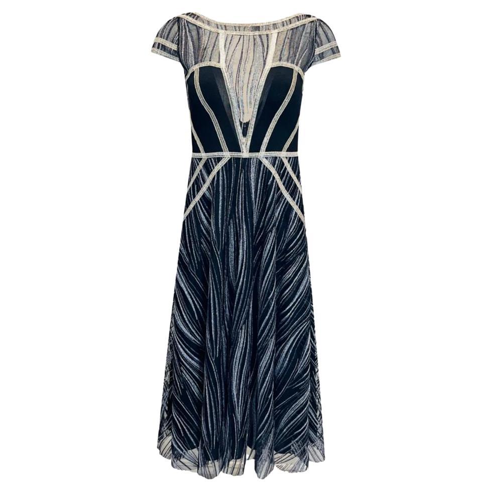 Amanda Wakeley Metallic-Kleid mit Tüllbesatz und Metallic-Panelle im Angebot