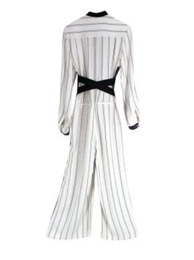 Amanda Wakeley White Stripe Wide Leg Jumpsuit For Sale at 1stDibs