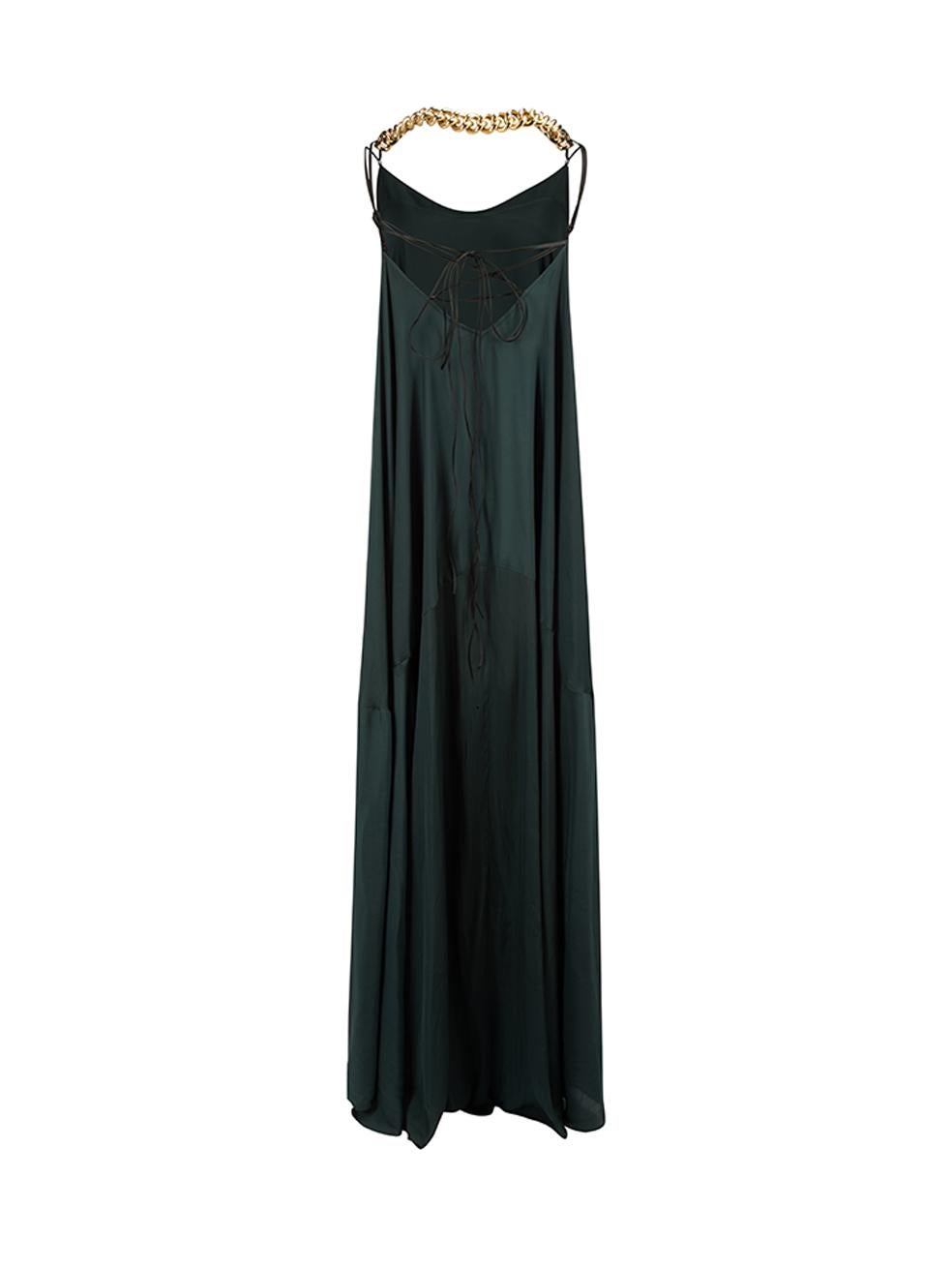 Amanda Wakeley Women's Green Chain Strap Maxi Dress In Good Condition In London, GB