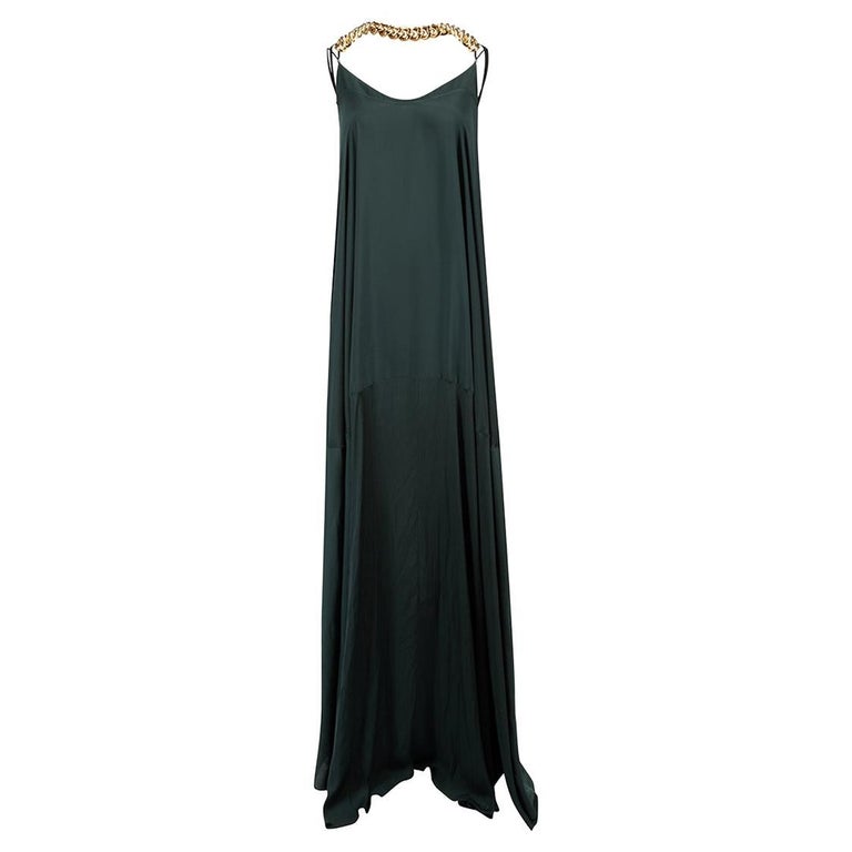Amanda Wakeley Women's Green Chain Strap Maxi Dress For Sale at 1stDibs