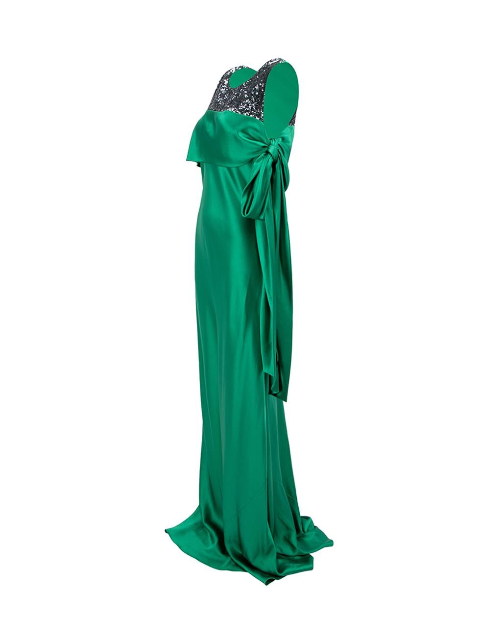 Amanda Wakeley Women's Green Silk Sequinned Maxi Gown 1