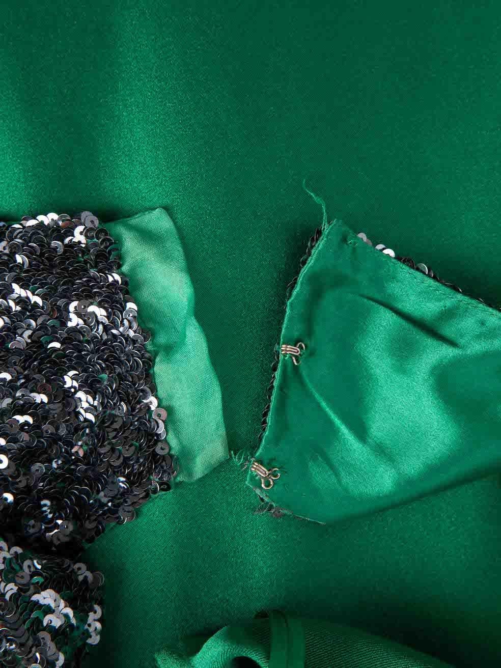 Amanda Wakeley Women's Green Silk Sequinned Maxi Gown 2