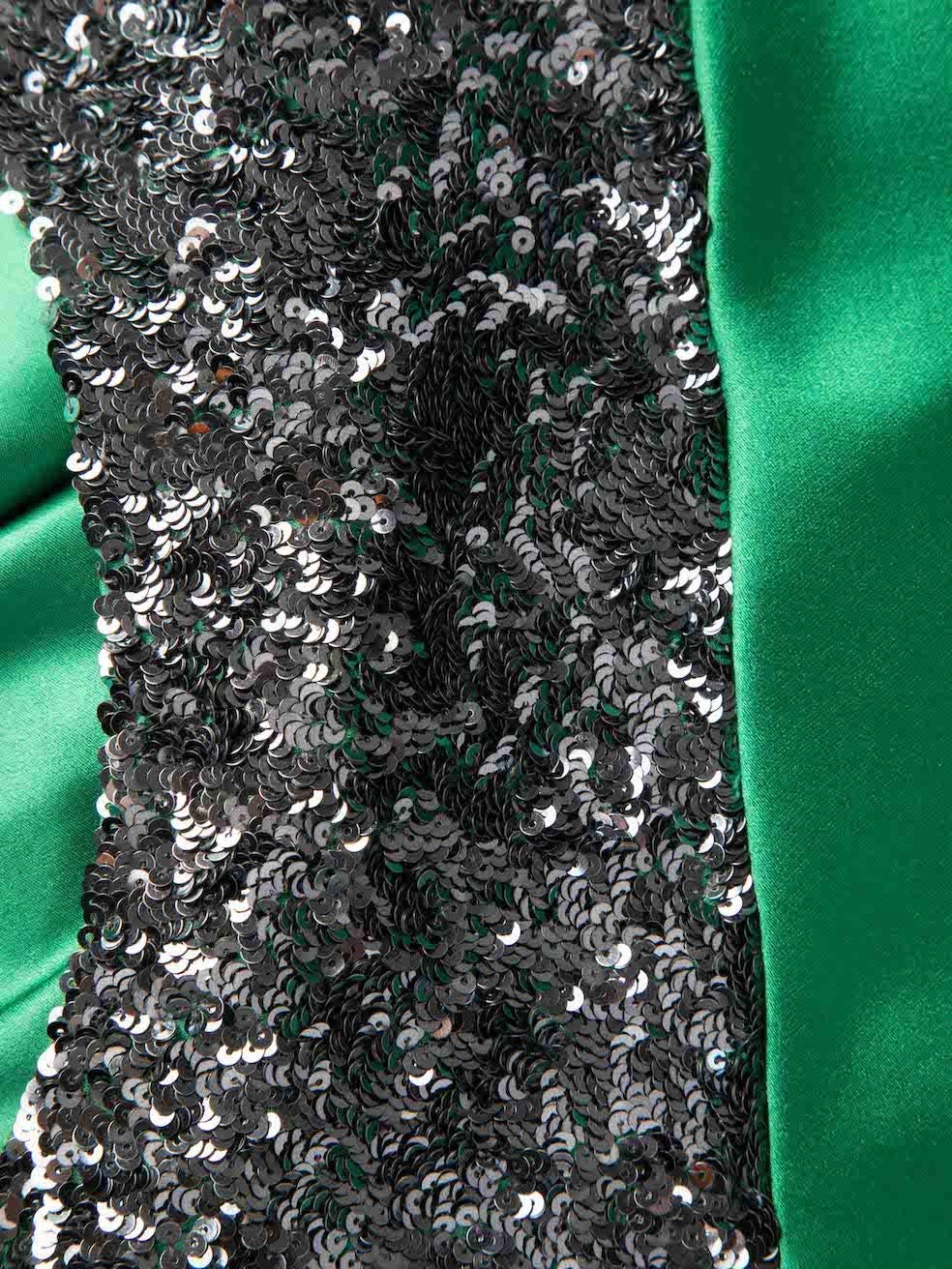 Amanda Wakeley Women's Green Silk Sequinned Maxi Gown 4