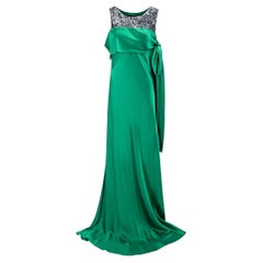 Amanda Wakeley Women's Green Silk Sequinned Maxi Gown