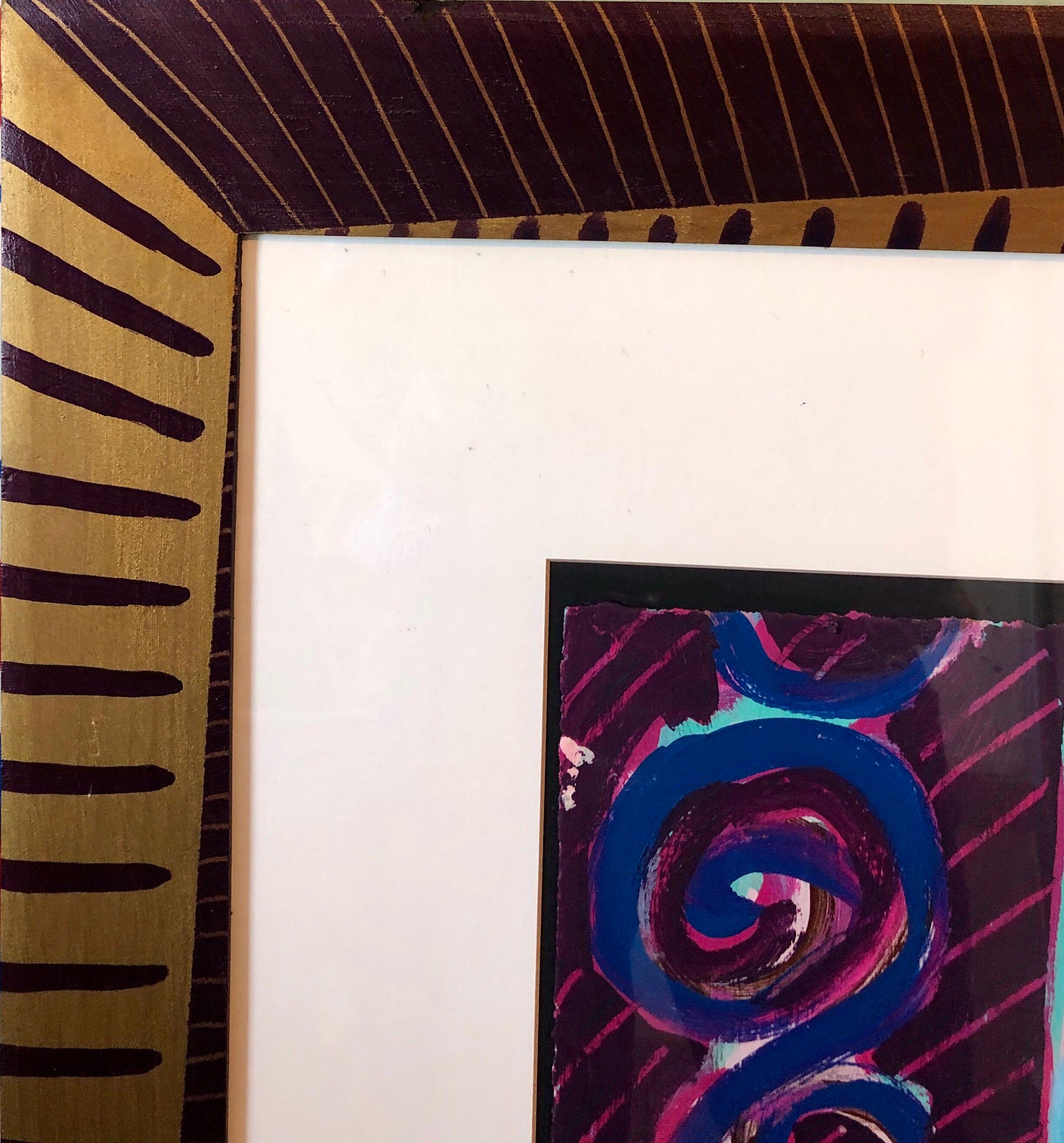 Pop Art Painting Bright Vibrant Colors Artist Painted Frame Flowers in Vase 3