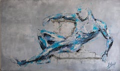 Palestrum - Expressionist Representation of the Male Body in Blue & Silver