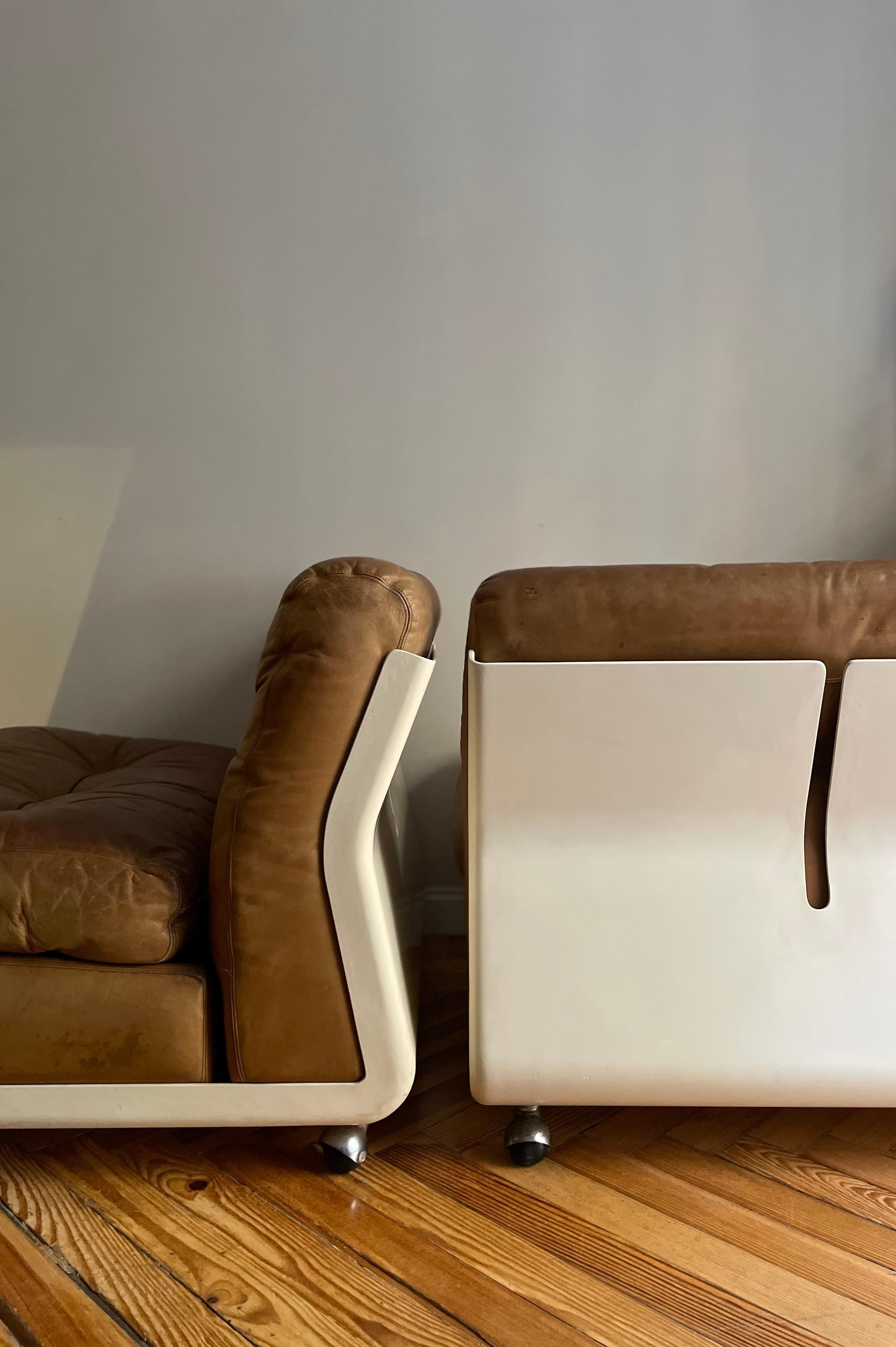 Amanta armchair by Mario Bellini for C&B Italia. With fibreglass structure and original leather fabric.

Italian furniture manufacturer C&B Italy was founded by Cesare Cassina and Piero Busnelli and taken over by Busnelli in 1973. Since then, the