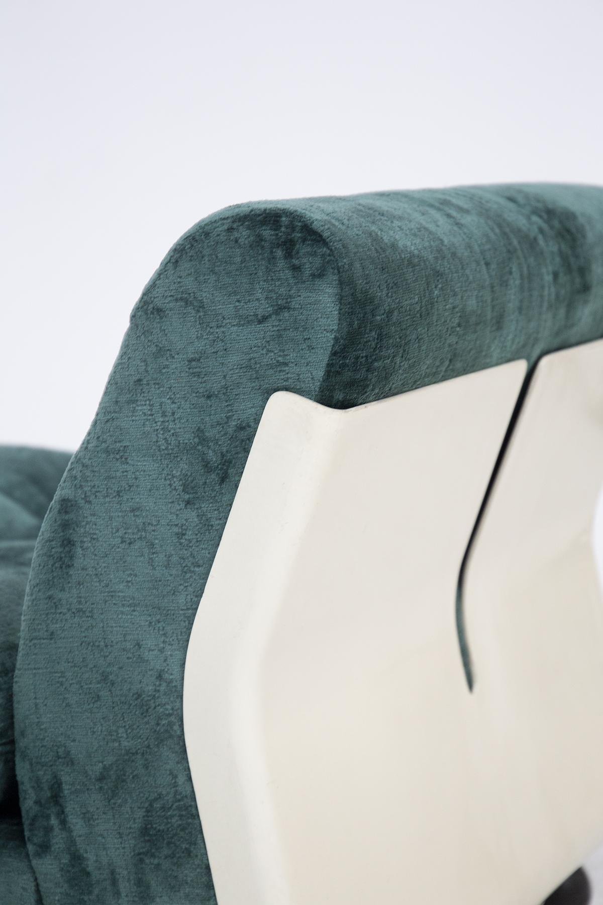 Amanta Armchairs by Mario Bellini for C&B in Green Velvet with Round Feet 7