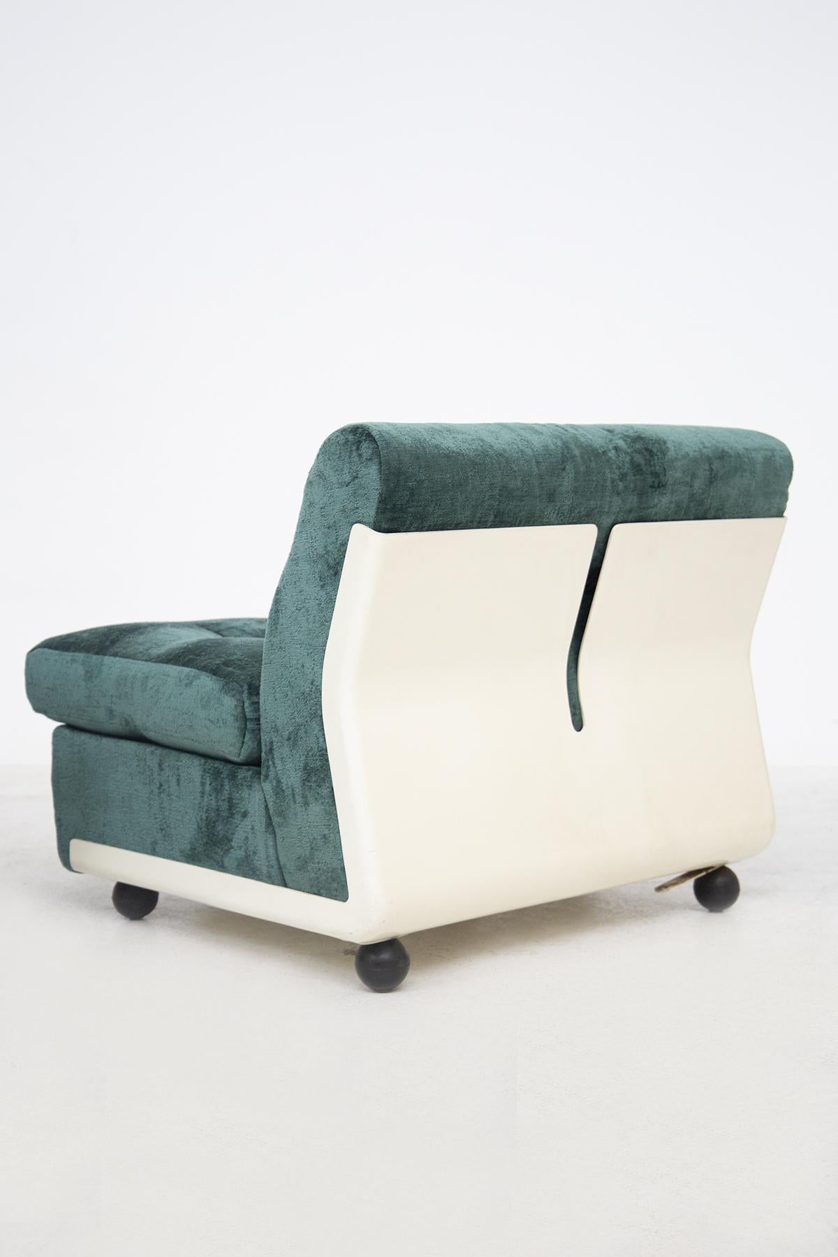 Italian Amanta Armchairs by Mario Bellini for C&B in Green Velvet with Round Feet