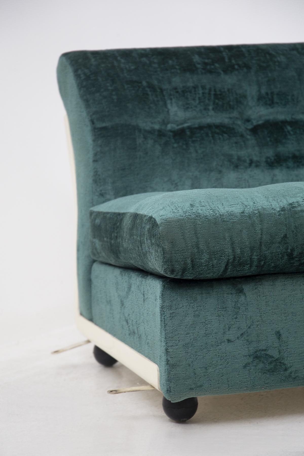 Mid-20th Century Amanta Armchairs by Mario Bellini for C&B in Green Velvet with Round Feet