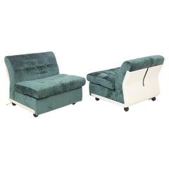 Amanta Armchairs by Mario Bellini for C&B in Green Velvet with Round Feet