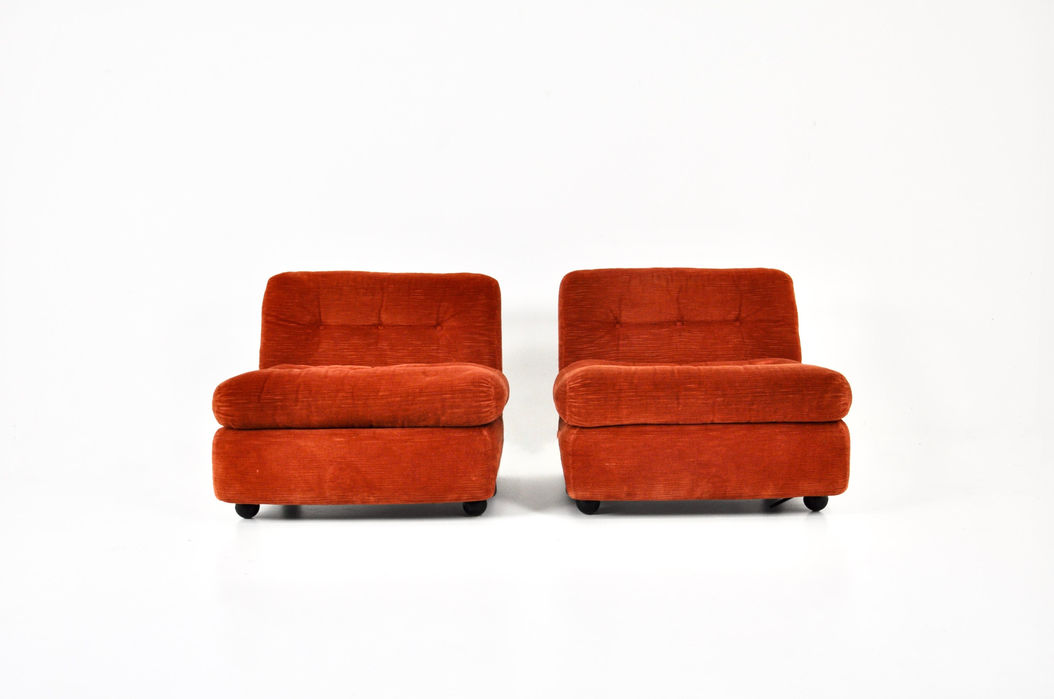 Italian Amanta Lounge chairs by Mario Bellini for B&B Italia, 1970s, set of 2