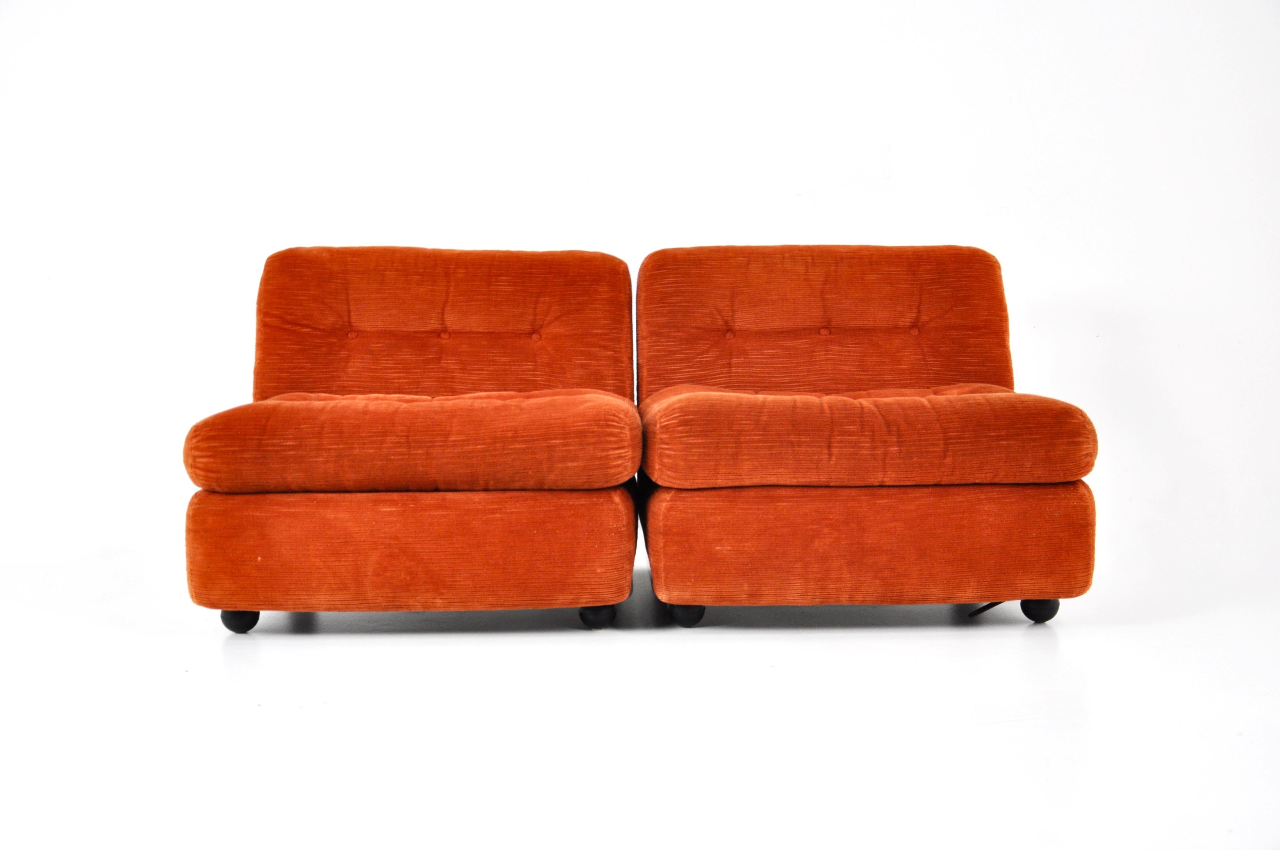 Amanta Lounge chairs by Mario Bellini for B&B Italia, 1970s, set of 2 In Good Condition In bruxelles, BE