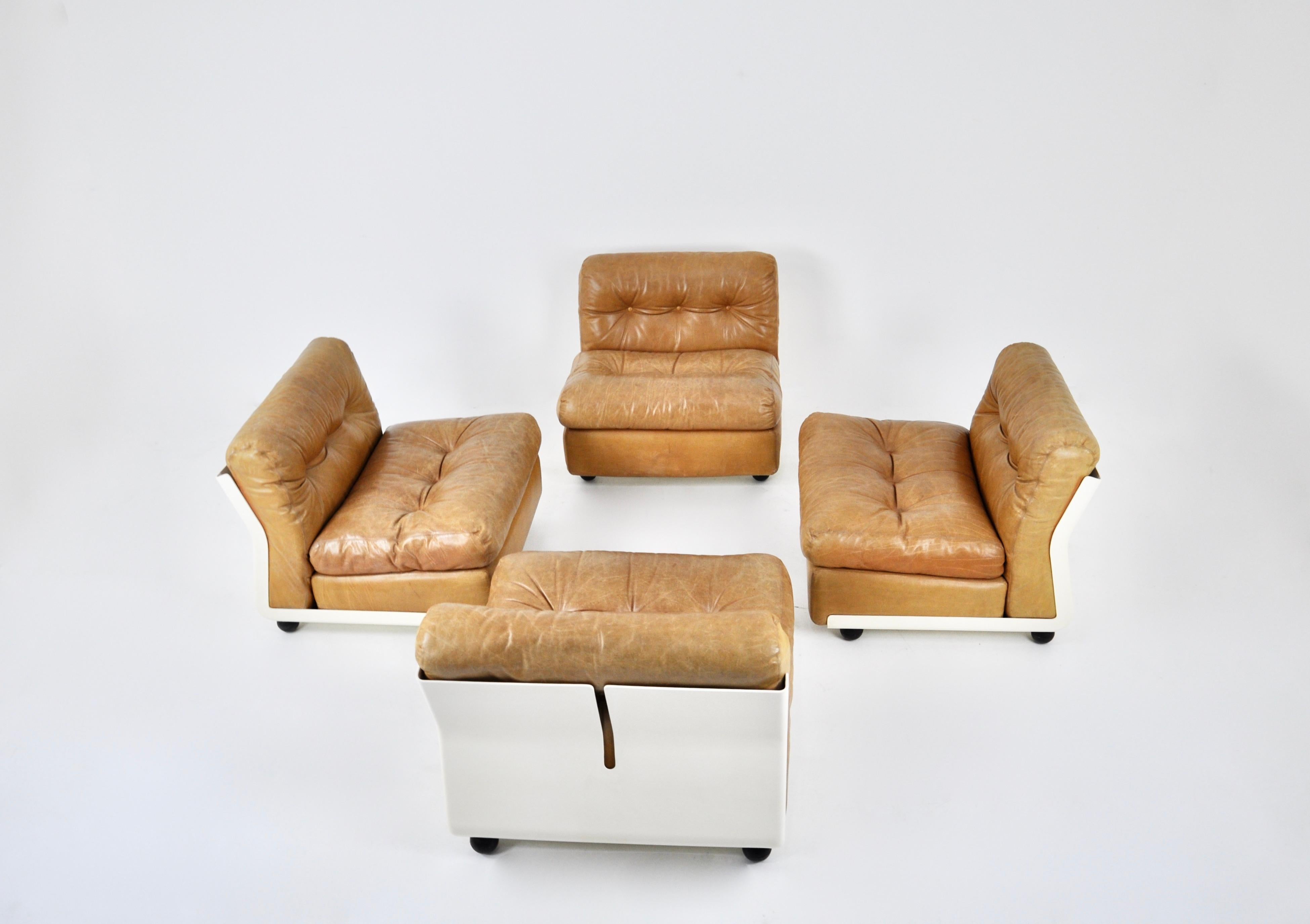 Amanta Lounge chairs by Mario Bellini for C&B Italia, 1960s set of 4 3