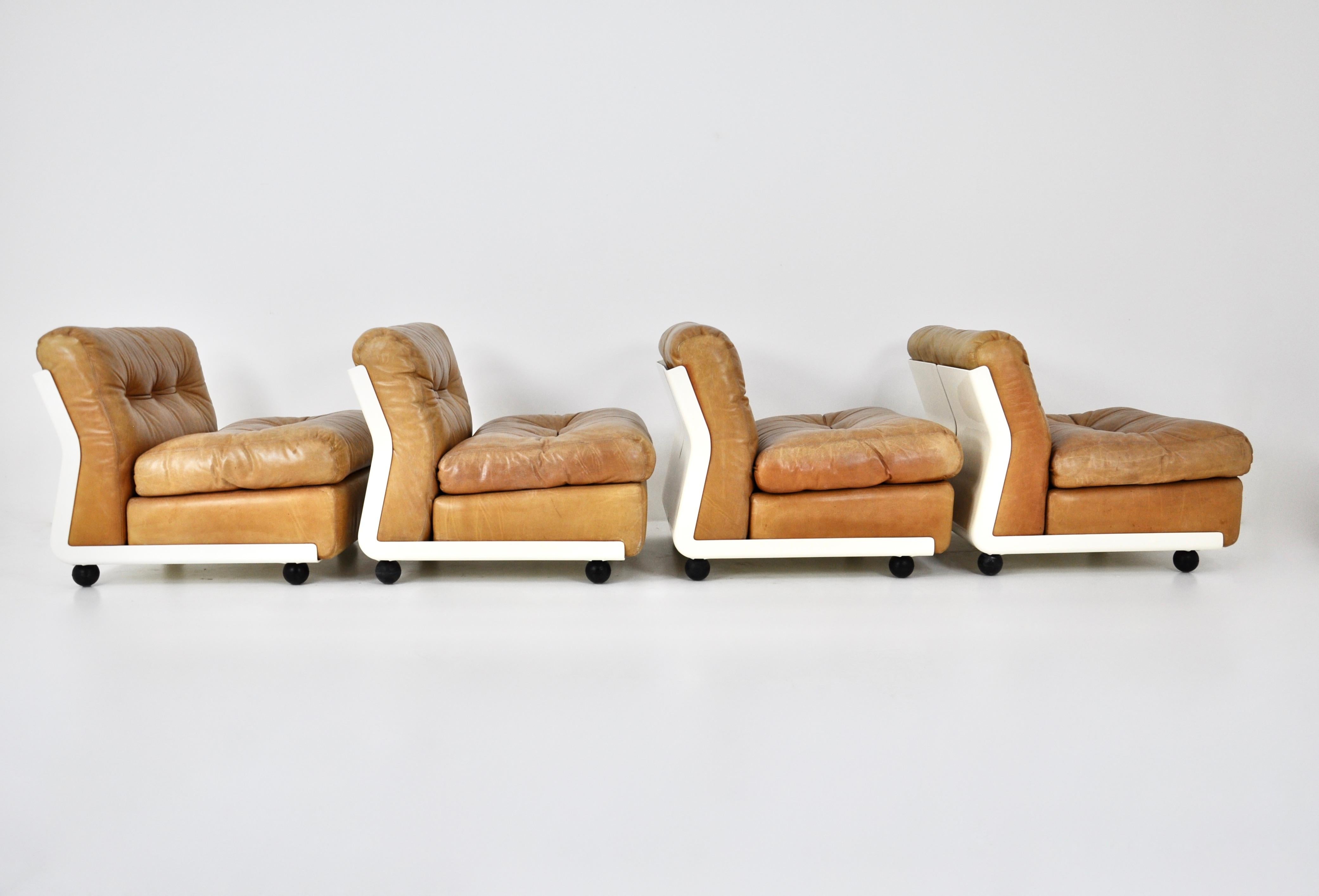 Mid-20th Century Amanta Lounge chairs by Mario Bellini for C&B Italia, 1960s set of 4