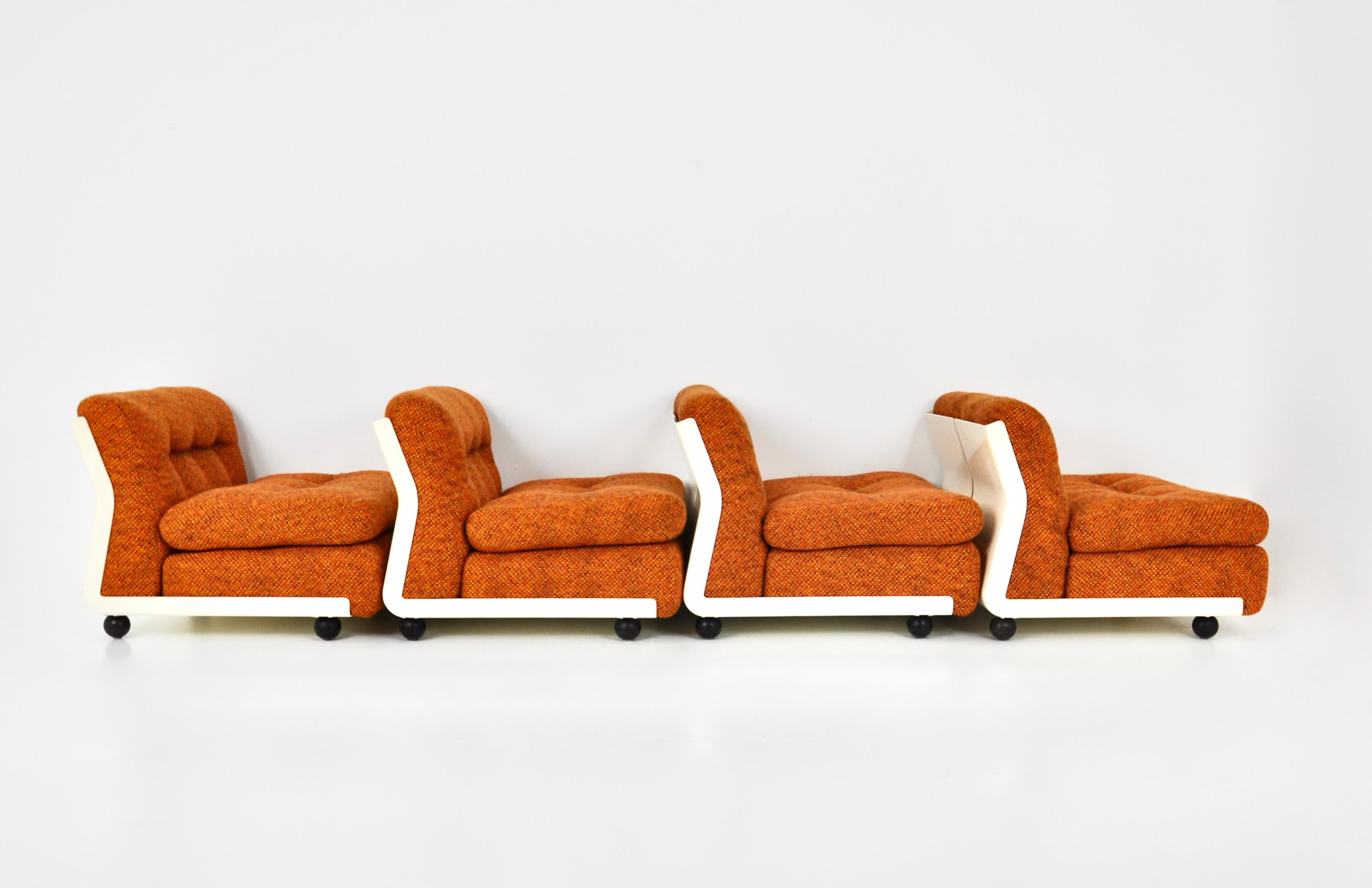 Fiberglass Amanta Lounge chairs by Mario Bellini for C&B Italia, 1960s, set of 4