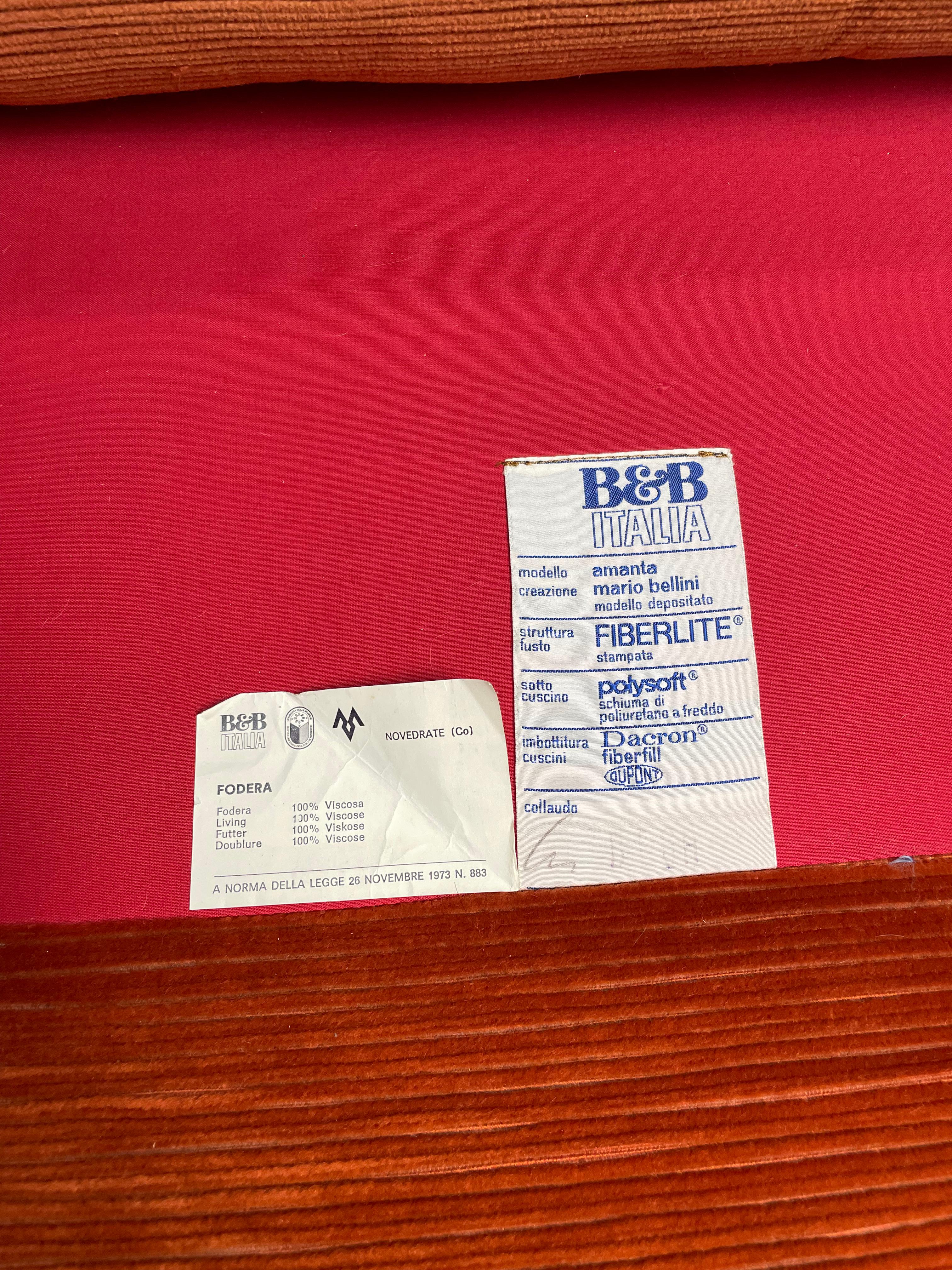 Amanta Mario Bellini per B&B 5 Poltroncine modulari in velluto im Angebot 3