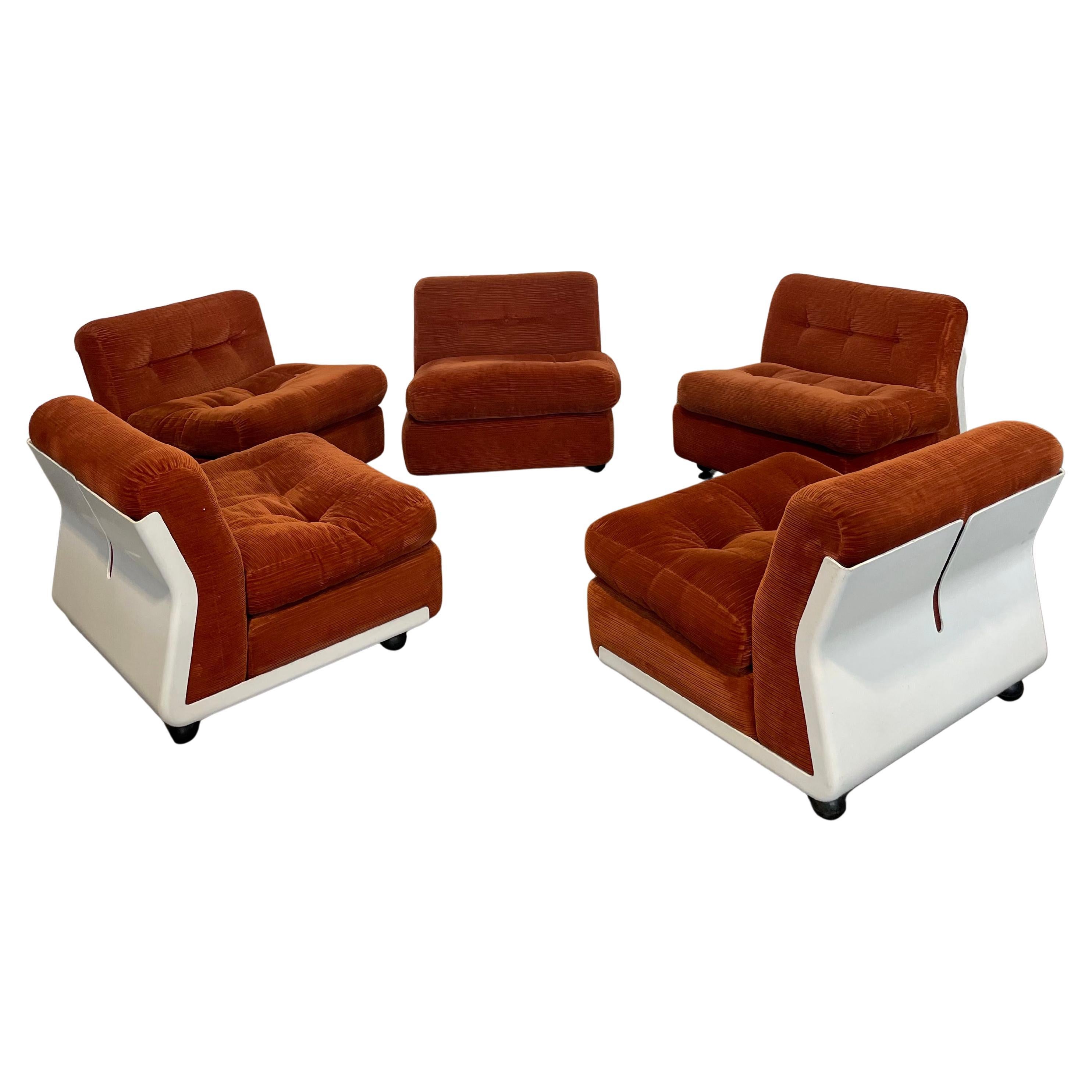 Amanta Mario Bellini per B&B 5 Poltroncine modulari in velluto im Angebot