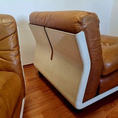 Sofá modular de cuero Amanta de Mario Bellini para C&B Italia, Italia, años 70, Pareja
