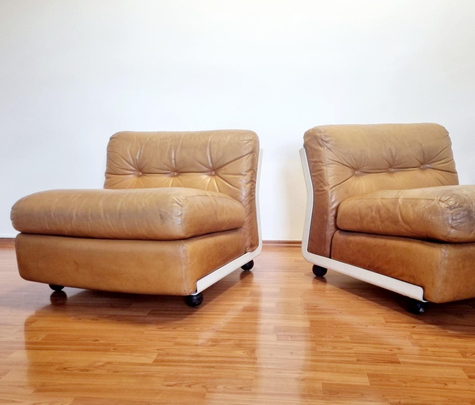 Amanta Modular Leather Sofa by Mario Bellini for C&B Italia, Italy, 1970s, Pair For Sale 1