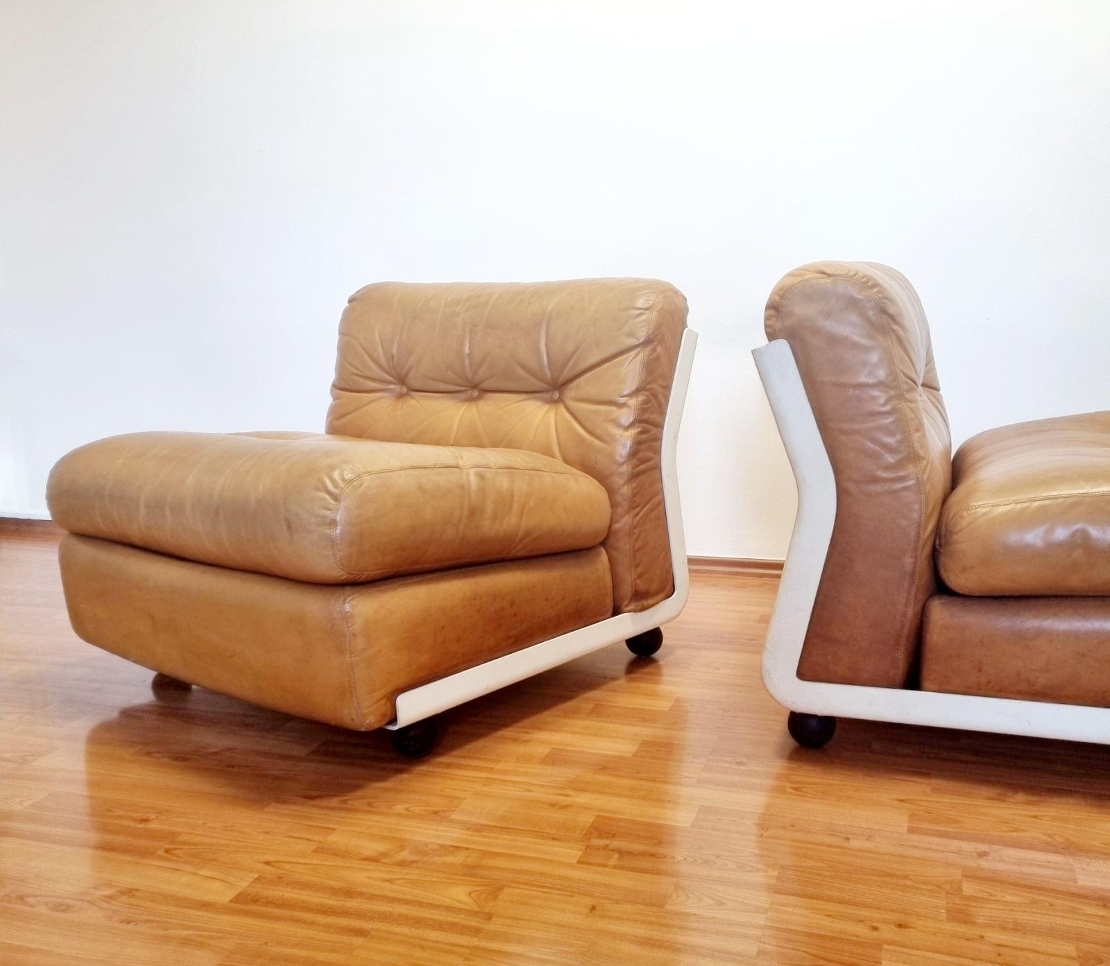 Amanta Modular Leather Sofa by Mario Bellini for C&B Italia, Italy, 1970s, Pair For Sale 2