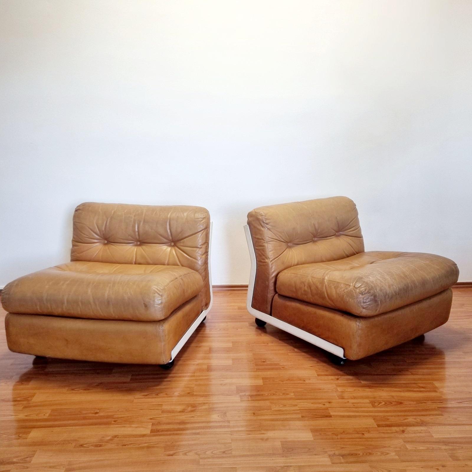 Amanta Modular Leather Sofa by Mario Bellini for C&B Italia, Italy, 1970s, Pair For Sale 3