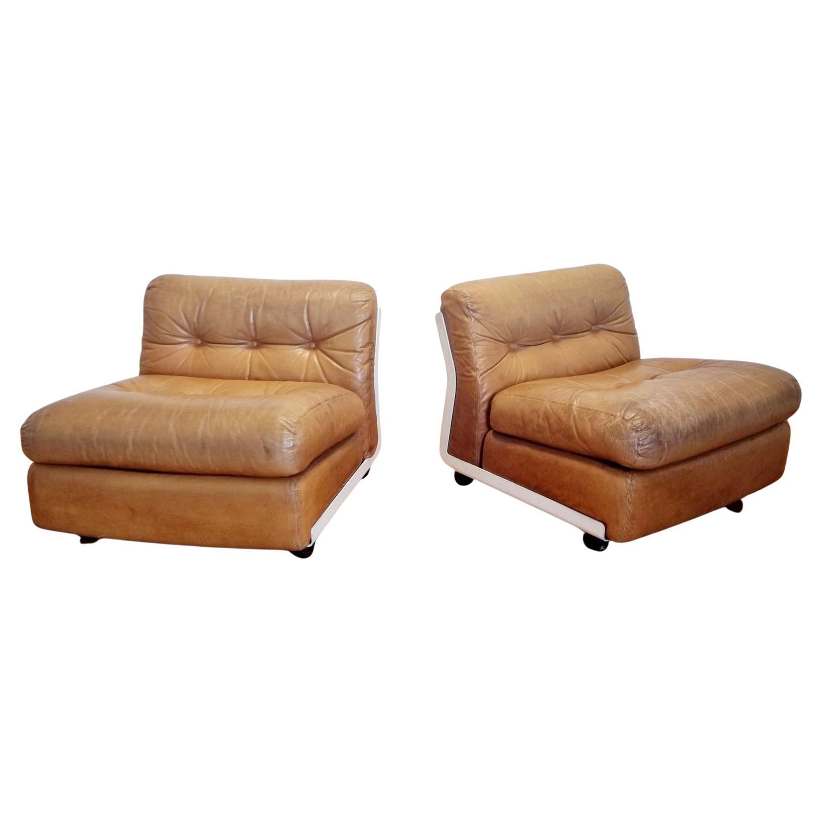 Amanta Modular Leather Sofa by Mario Bellini for C&B Italia, Italy, 1970s, Pair For Sale