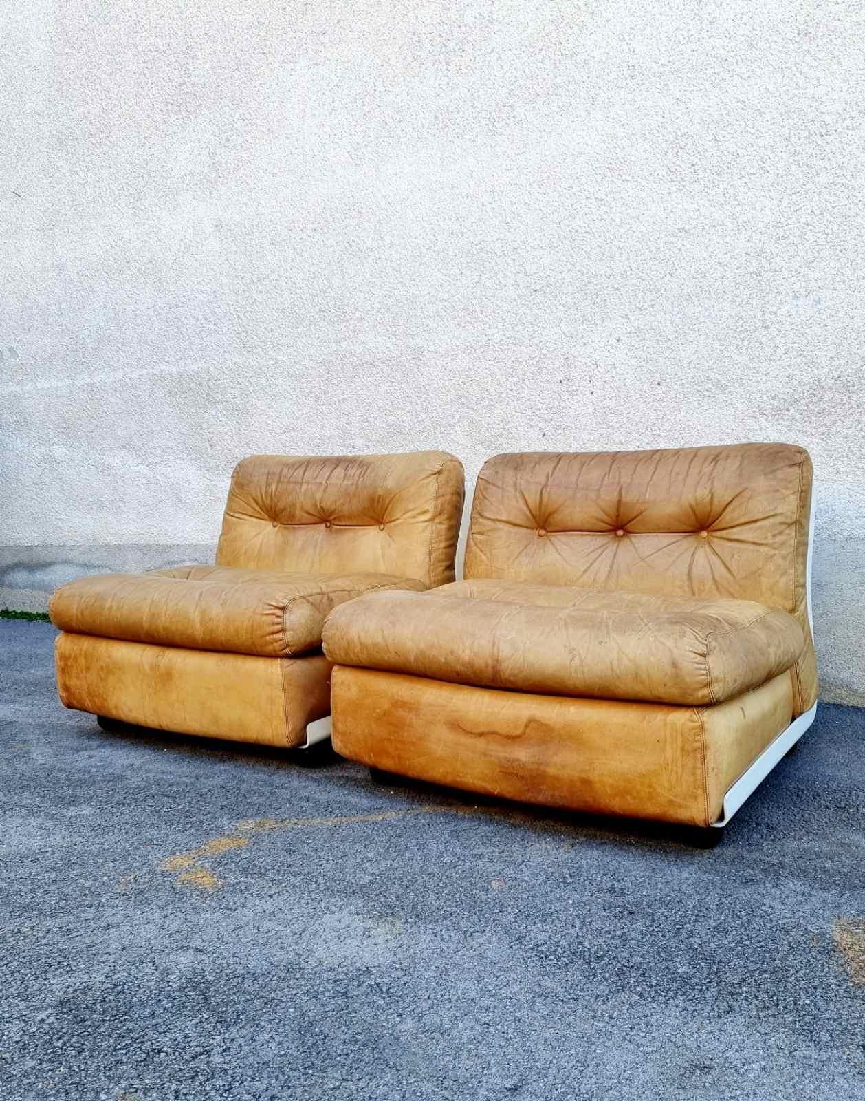 Amanta Modular Leather Sofa by Mario Bellini for C&B Italia, Italy, 1970s, Pair For Sale 2