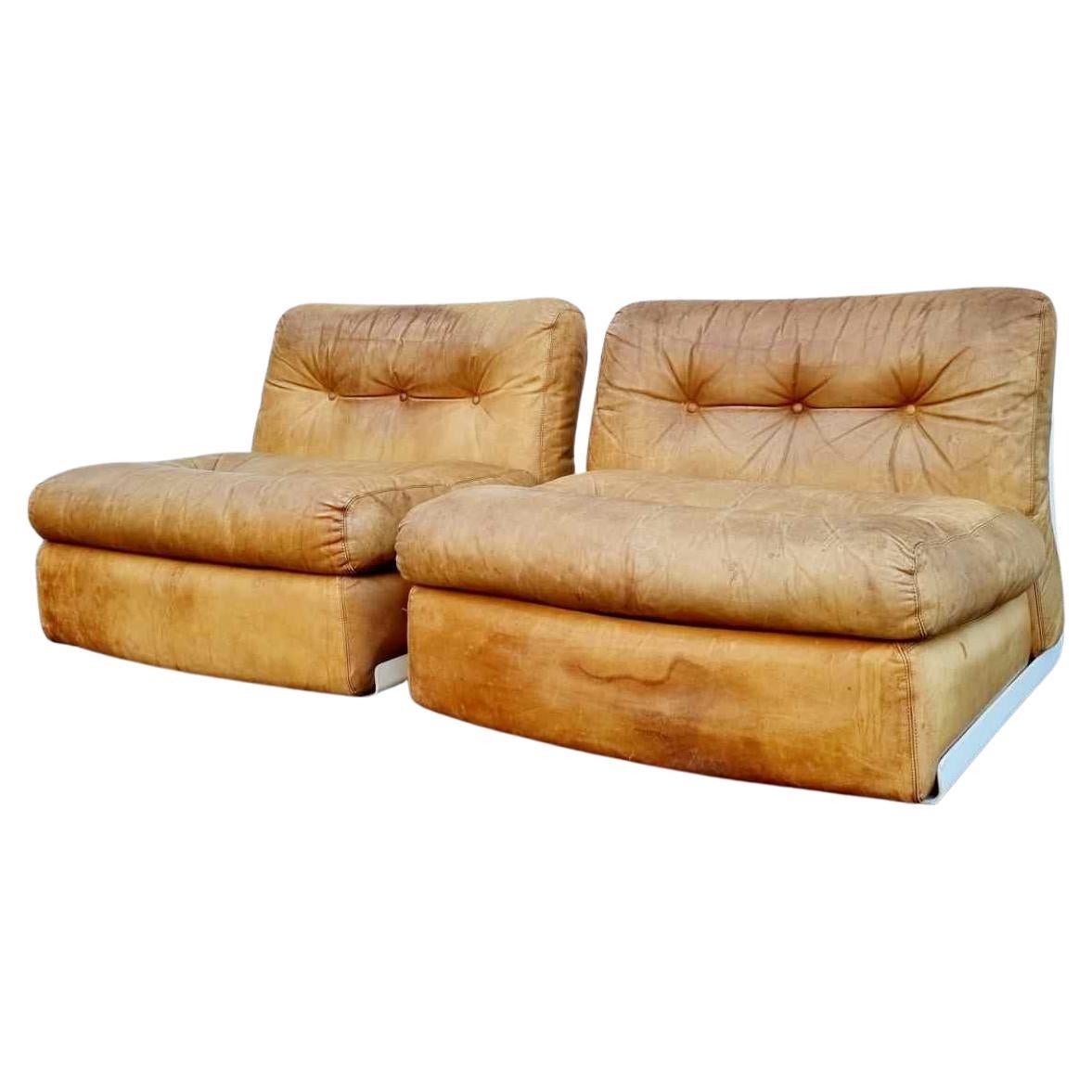 Amanta Modular Leather Sofa by Mario Bellini for C&B Italia, Italy, 1970s, Pair For Sale