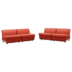 Amanta Modular Sofa in Orange Leather for C&B Italy, from Mario Bellini 1960s