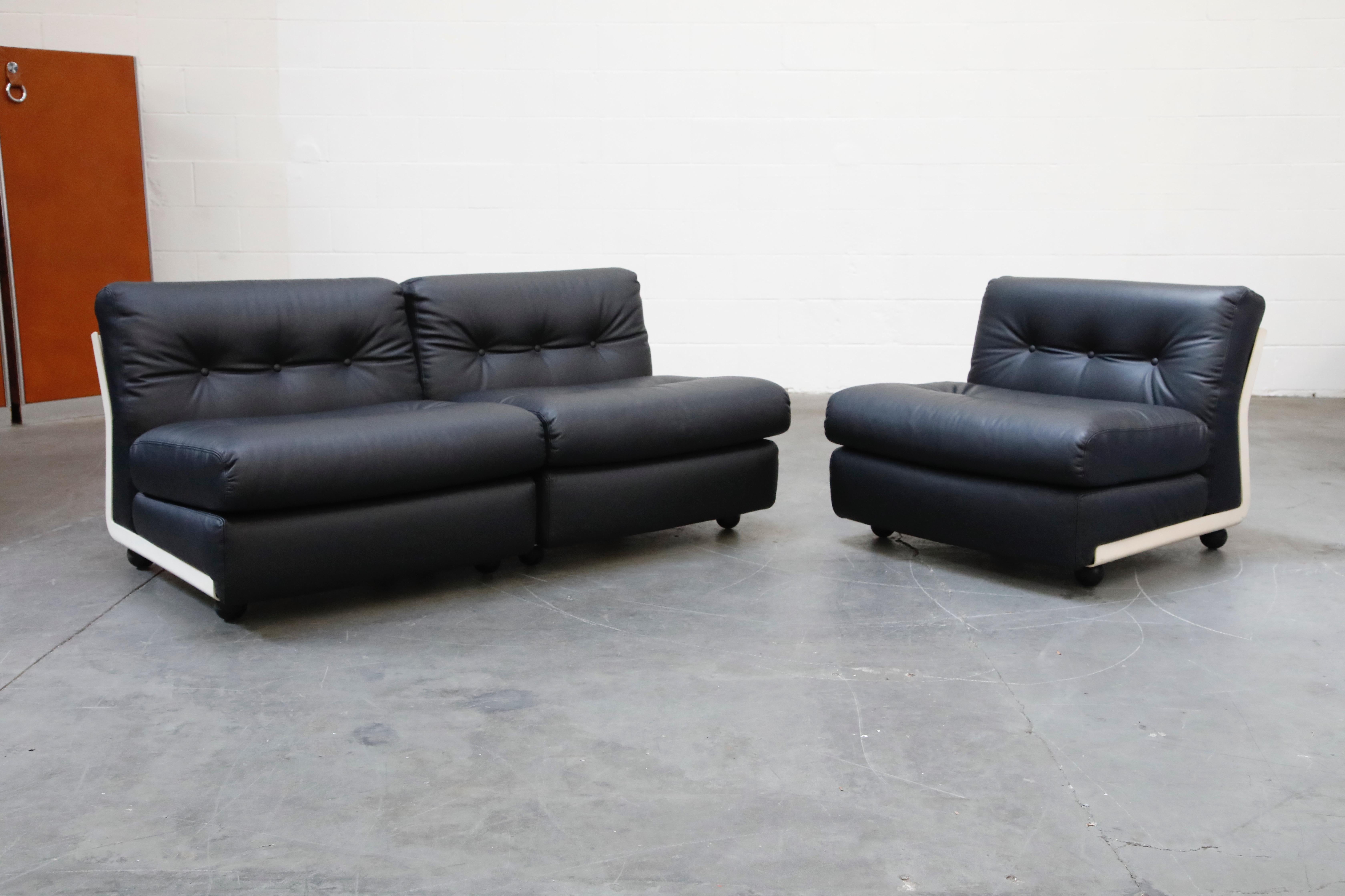 Leather 'Amanta' Sectional Lounges by Mario Bellini for C&B Italia, circa 1966, Signed