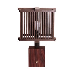 Amar-Holzlampe mit Lattenrost-Schirm