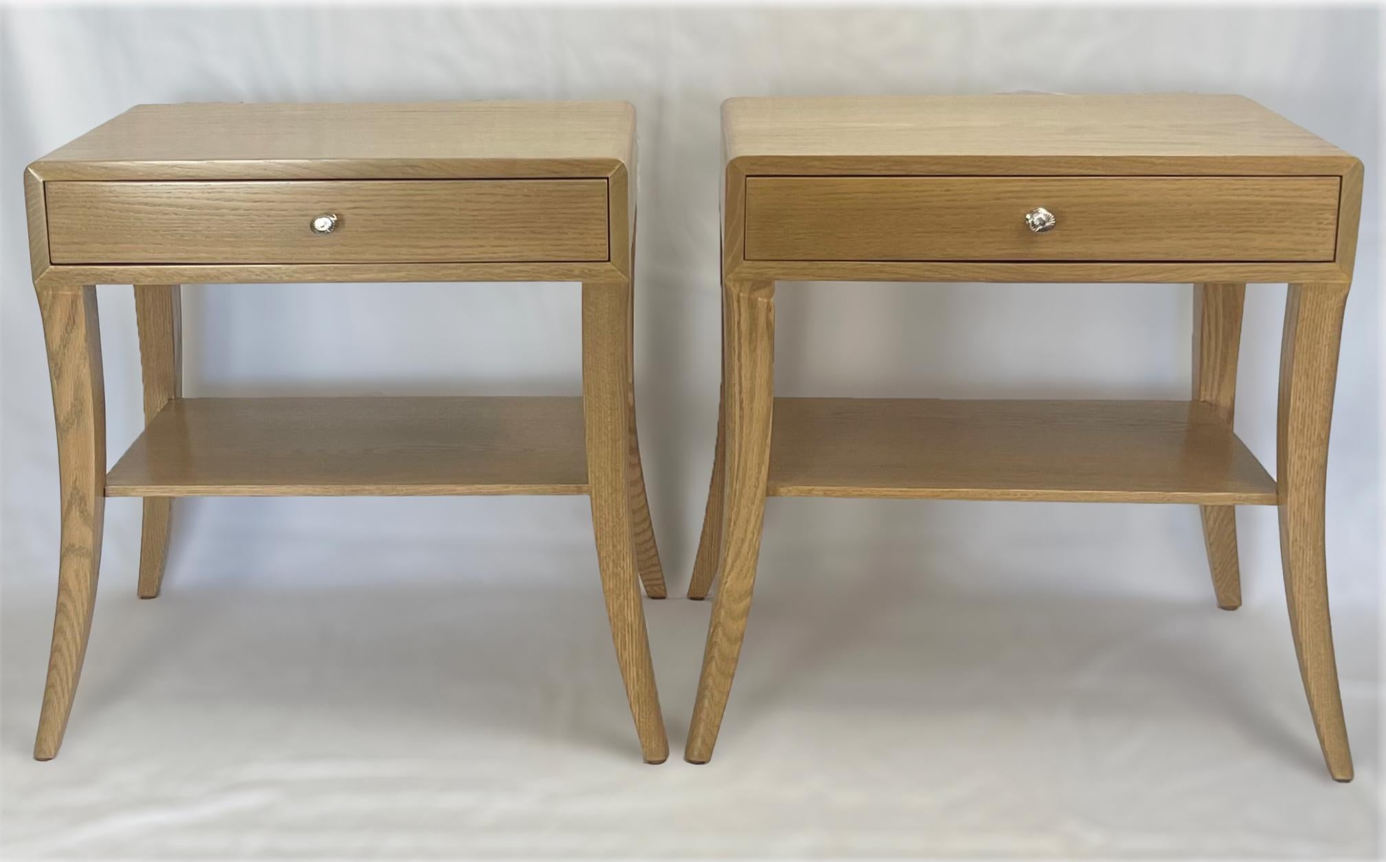 Turned Pair of Amara Nightstands For Sale